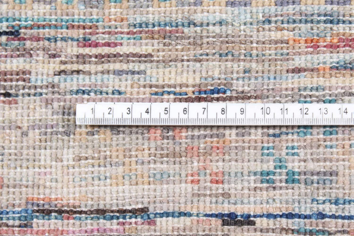 Abstrakter Orientteppich mit feinen Linien in Braun und Rosa, 348 × 249 cm – weitere Ansicht 5