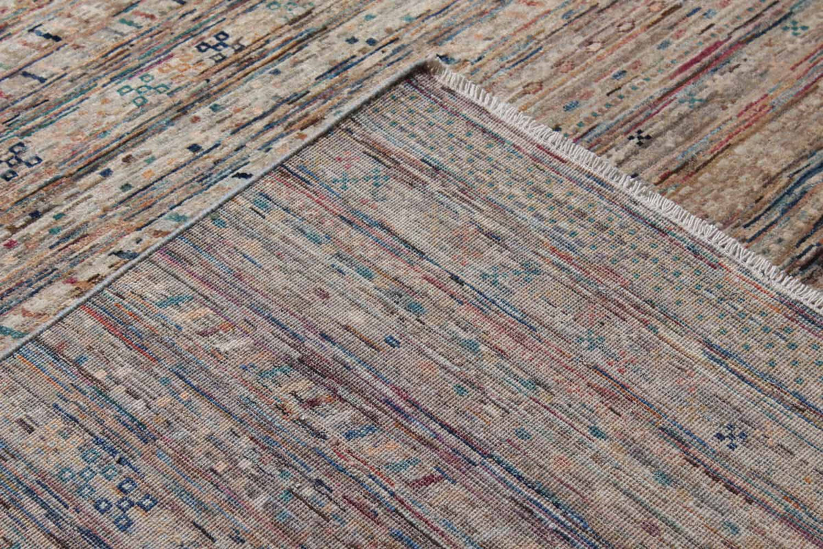 Abstrakter Orientteppich mit feinen Linien in Braun und Rosa, 348 × 249 cm – weitere Ansicht 6