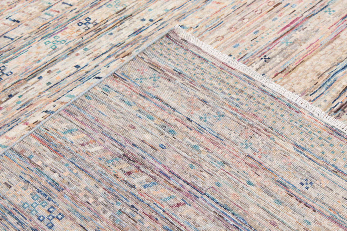 Abstrakter Orientteppich mit feinen Linien in Braun und Rosa, 348 × 249 cm – weitere Ansicht 7