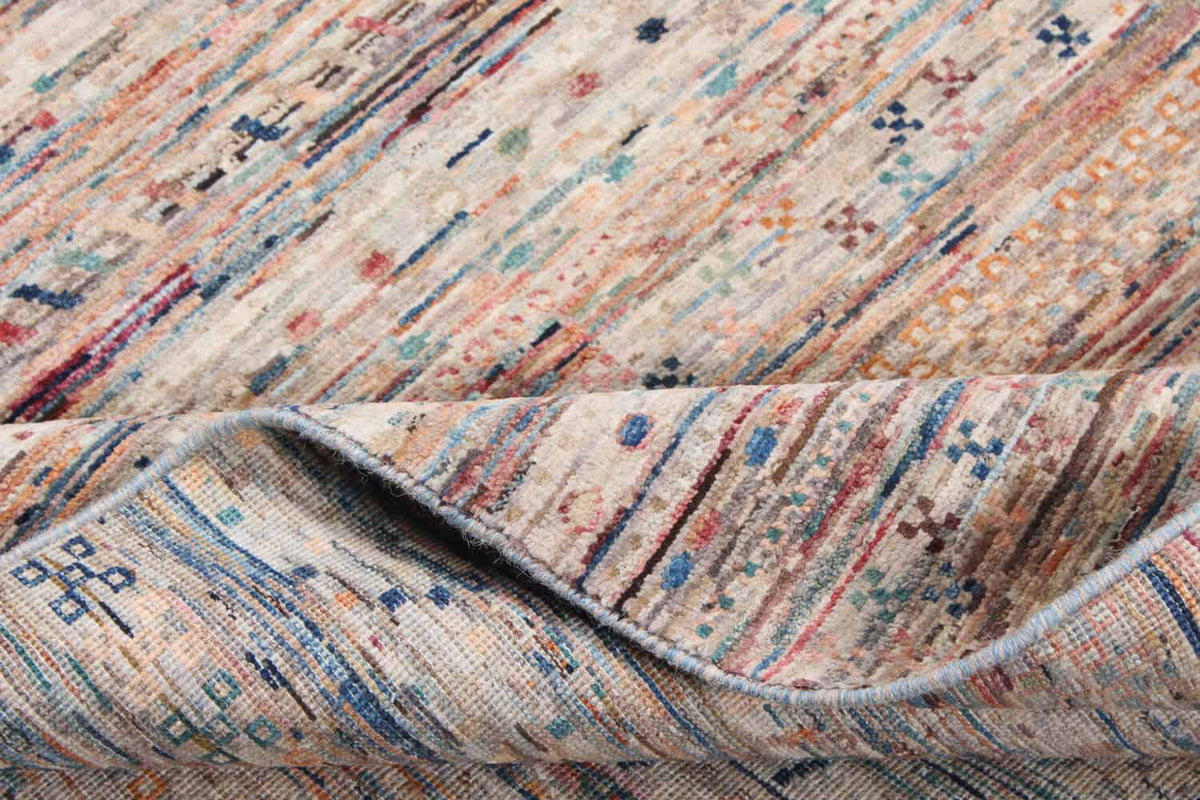 Abstrakter Orientteppich mit feinen Linien in Braun und Rosa, 348 × 249 cm – weitere Ansicht 9