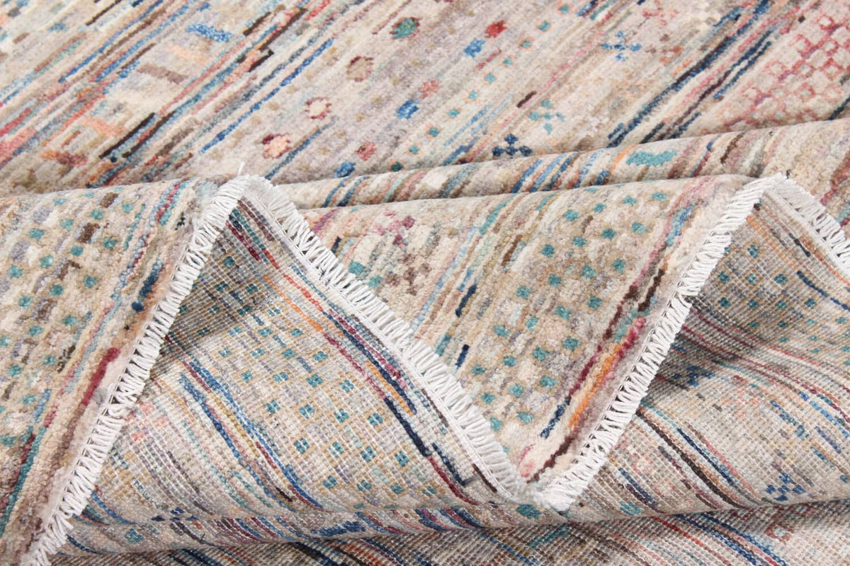 Abstrakter Orientteppich mit feinen Linien in Braun und Rosa, 348 × 249 cm – weitere Ansicht 10