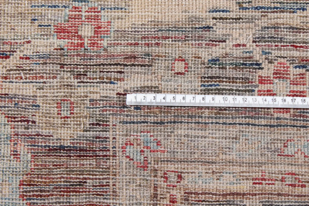 Dark Brown Afghan Rug with Broad Floral Motifs, 276 × 245 cm, view 6.