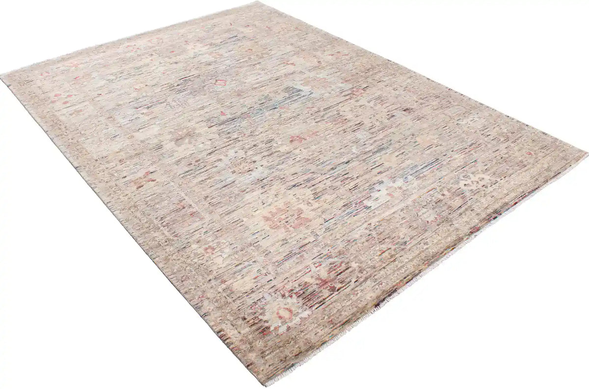 Grauer Orientteppich mit cremefarbenen und roten Blüten, 353 × 273 cm – Ansicht 3 des handgeknüpften Wollteppichs
