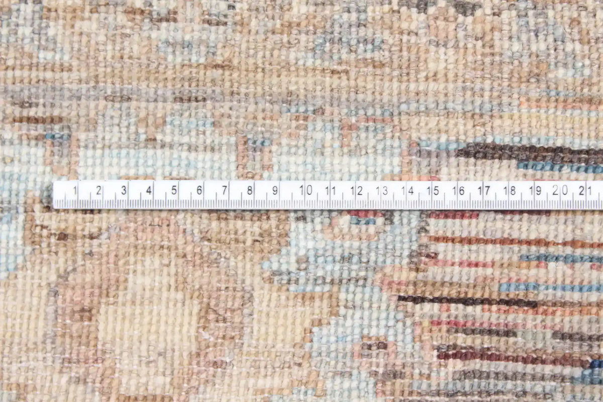 Grauer Orientteppich mit cremefarbenen und roten Blüten, 353 × 273 cm – Ansicht 4 des handgeknüpften Wollteppichs