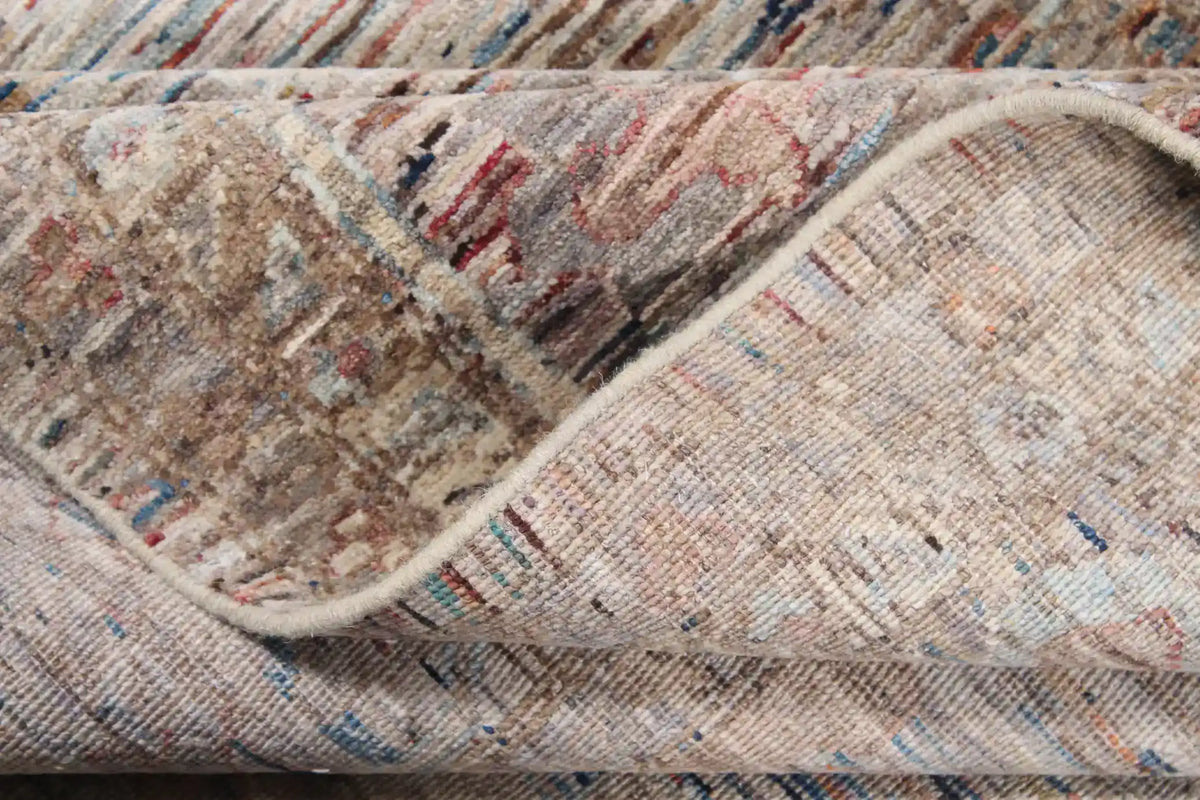 Grauer Orientteppich mit cremefarbenen und roten Blüten, 353 × 273 cm – Ansicht 6 des handgeknüpften Wollteppichs