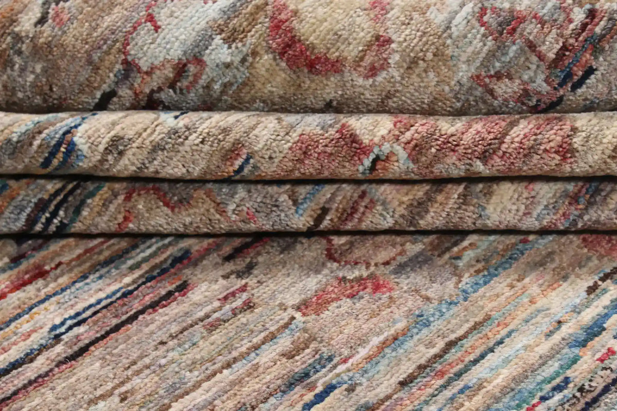 Grauer Orientteppich mit cremefarbenen und roten Blüten, 353 × 273 cm – Ansicht 7 des handgeknüpften Wollteppichs