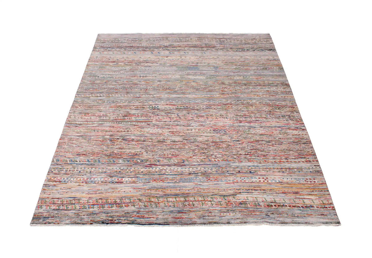 Berjasta Rug with Gray & Red Horizontal Lines, 296 × 246 cm, view 2.