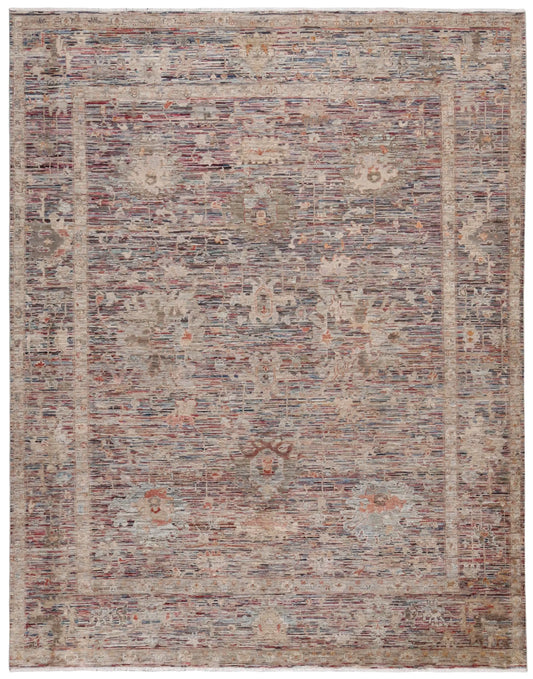 Orientteppich in Grau und Mauve mit feinen Ornamenten, 363 × 276 cm – Gesamtansicht
