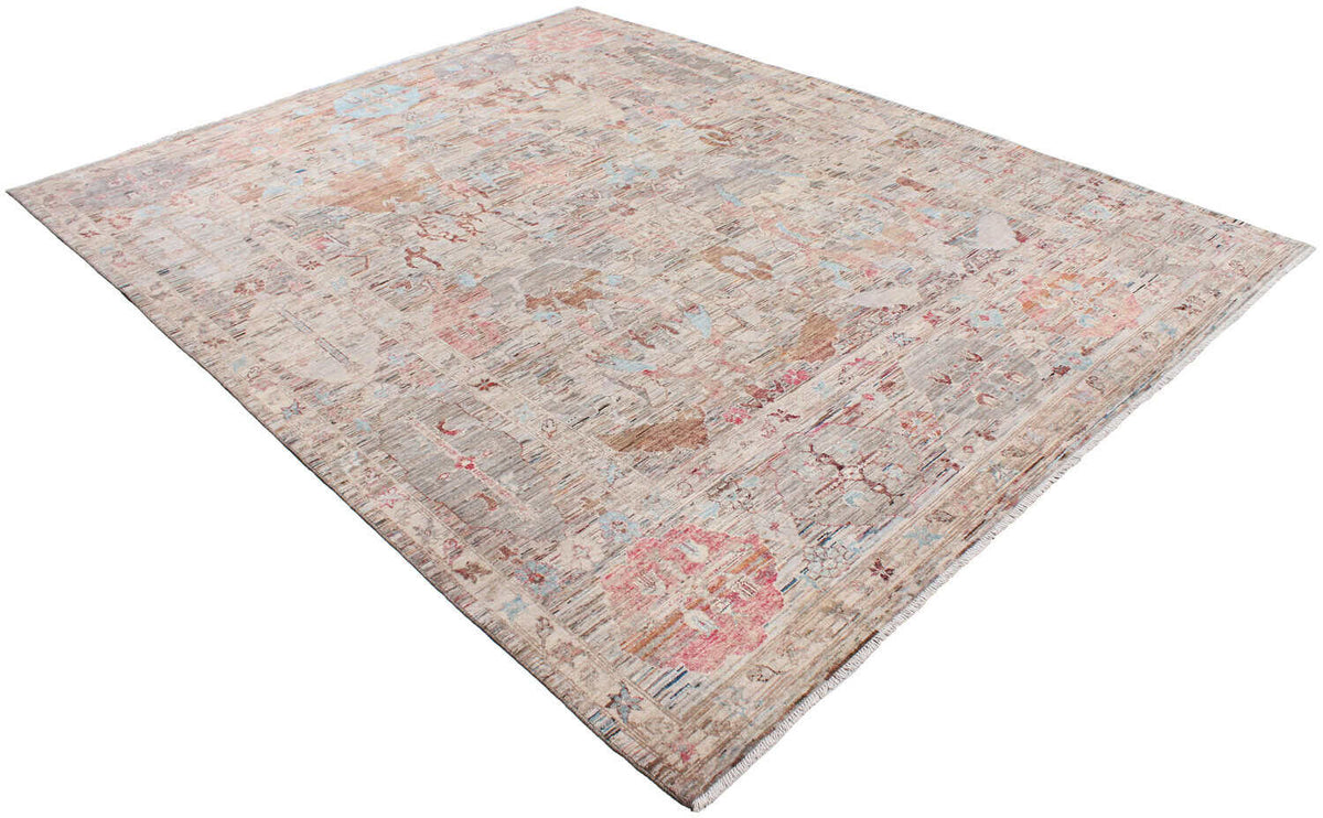 Art-déco-Teppich mit großen Blüten in Rosa und Blau, 350 × 271 cm – weitere Ansicht 3