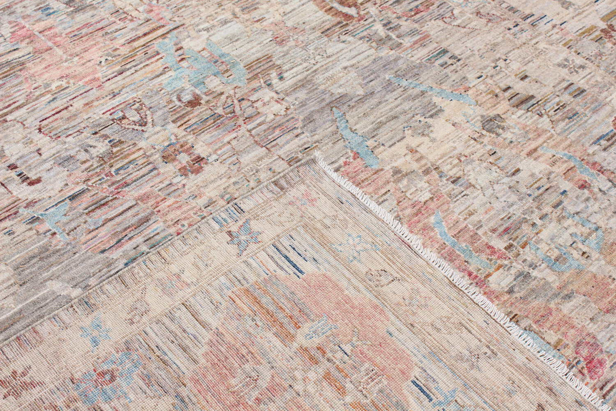 Art-déco-Teppich mit großen Blüten in Rosa und Blau, 350 × 271 cm – weitere Ansicht 6