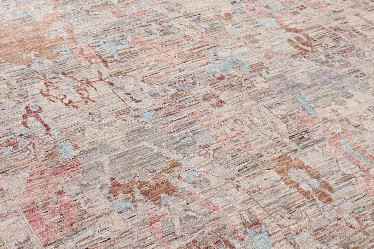 Art-déco-Teppich mit großen Blüten in Rosa und Blau, 350 × 271 cm – weitere Ansicht 7