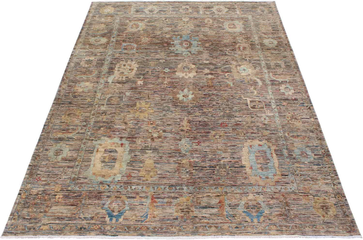 Orientteppich mit hellblauen Blüten und goldenen Ornamenten, 346 × 258 cm – weitere Ansicht 2