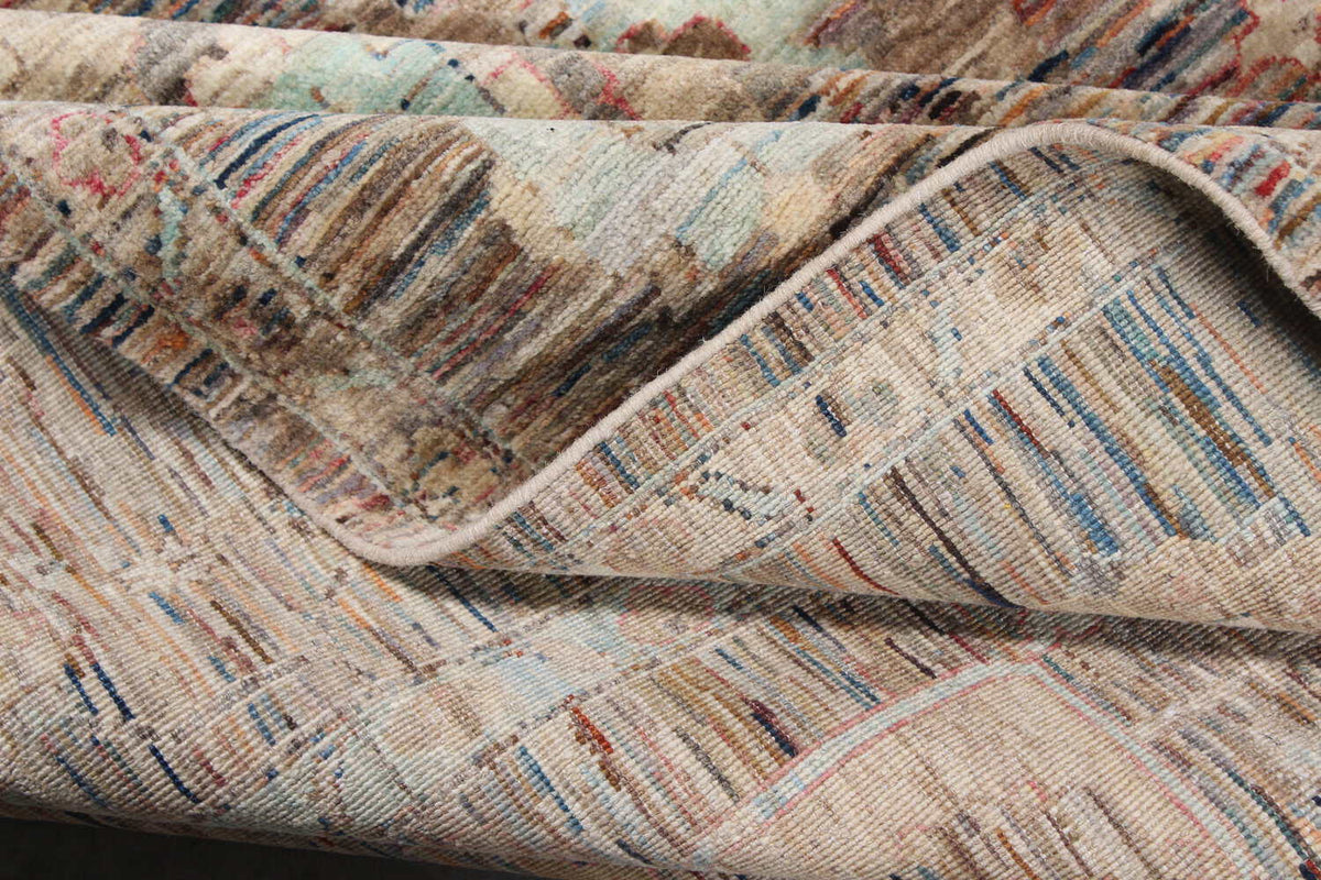 Orientteppich mit hellblauen Blüten und goldenen Ornamenten, 346 × 258 cm – weitere Ansicht 9