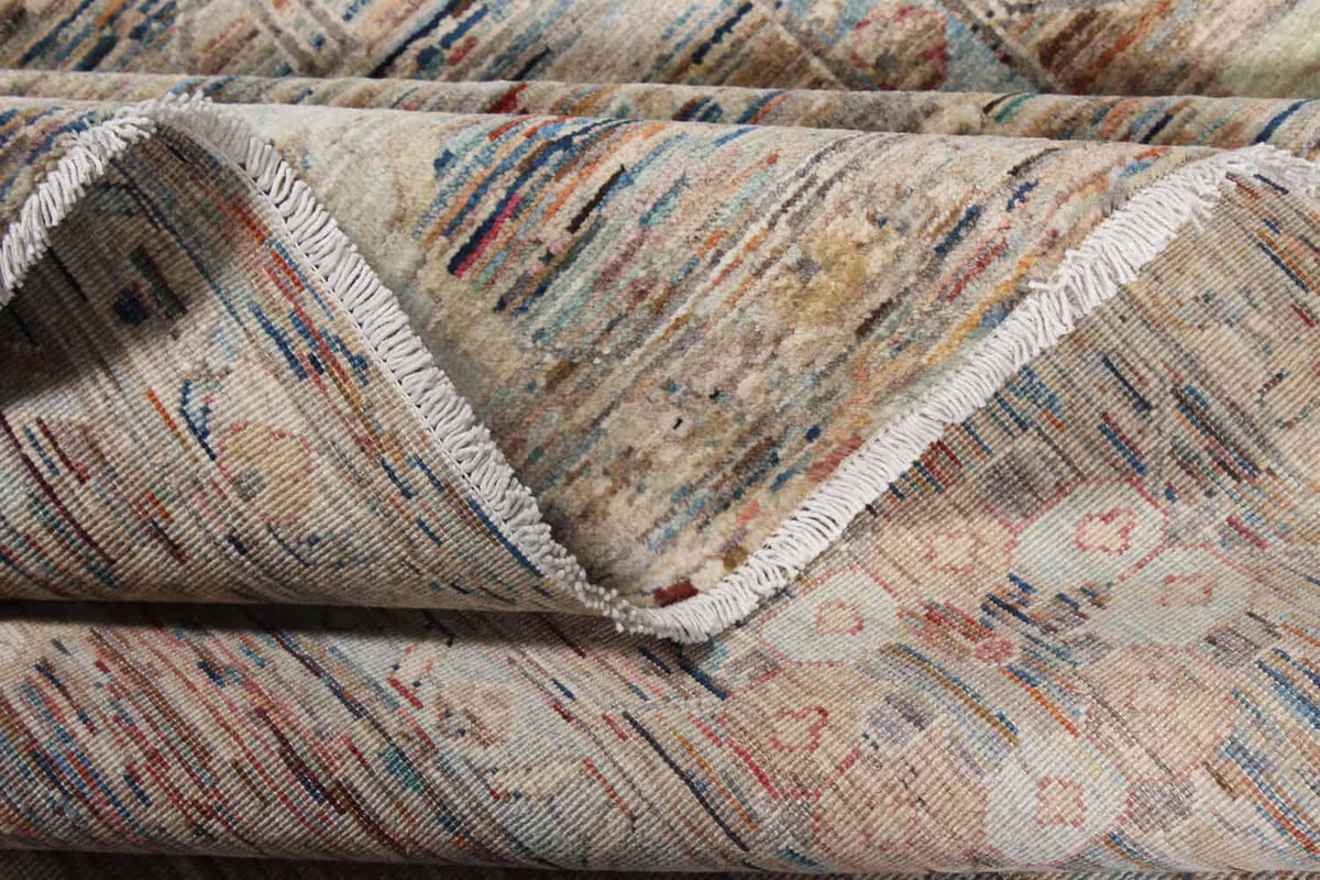 Orientteppich mit hellblauen Blüten und goldenen Ornamenten, 346 × 258 cm – weitere Ansicht 6