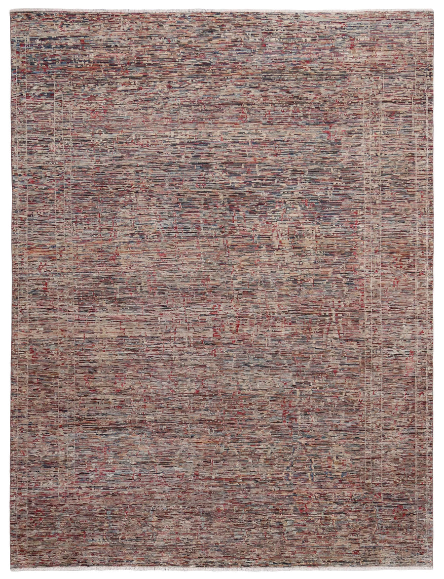 Berjasta Rug with Gray & Rust Horizontal Lines, 344 × 249 cm, overall view.