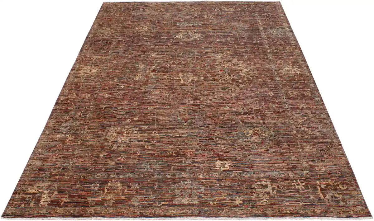 Berjasta Wool Rug with Rust Red Linear Pattern, 345 × 250 cm, view 2.