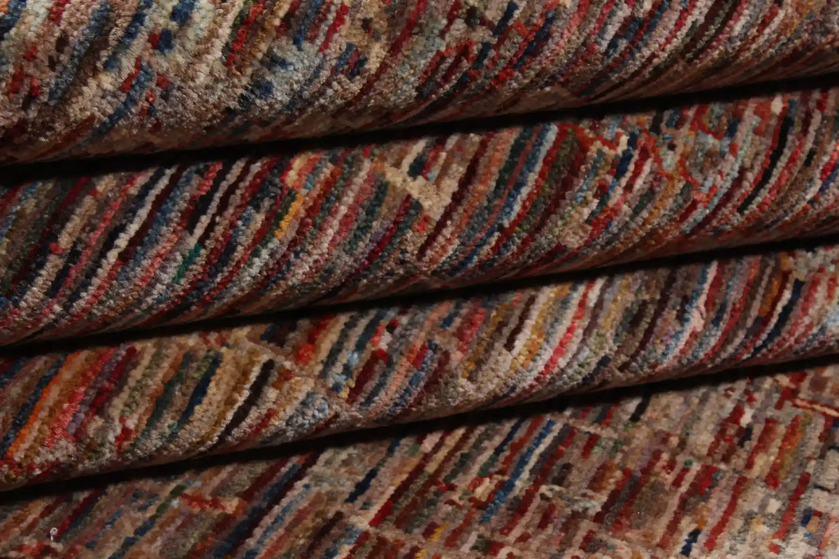Berjasta Wool Rug with Rust Red Linear Pattern, 345 × 250 cm, view 7.