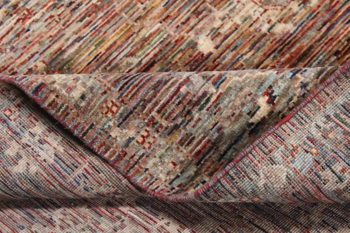Berjasta Wool Rug with Rust Red Linear Pattern, 345 × 250 cm, view 8.