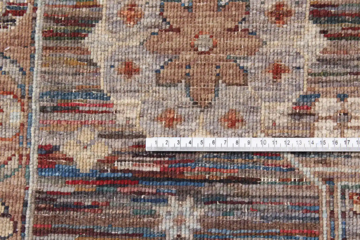 Brown Afghan Rug with Large Cream Flowers, 352 × 252 cm, view 4.