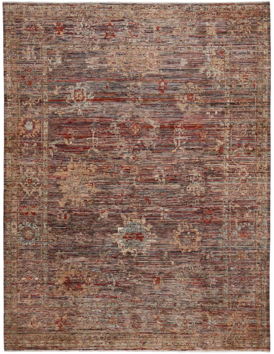Rostbrauner Orientteppich mit kleinen Blüten, 347 × 272 cm – Gesamtansicht