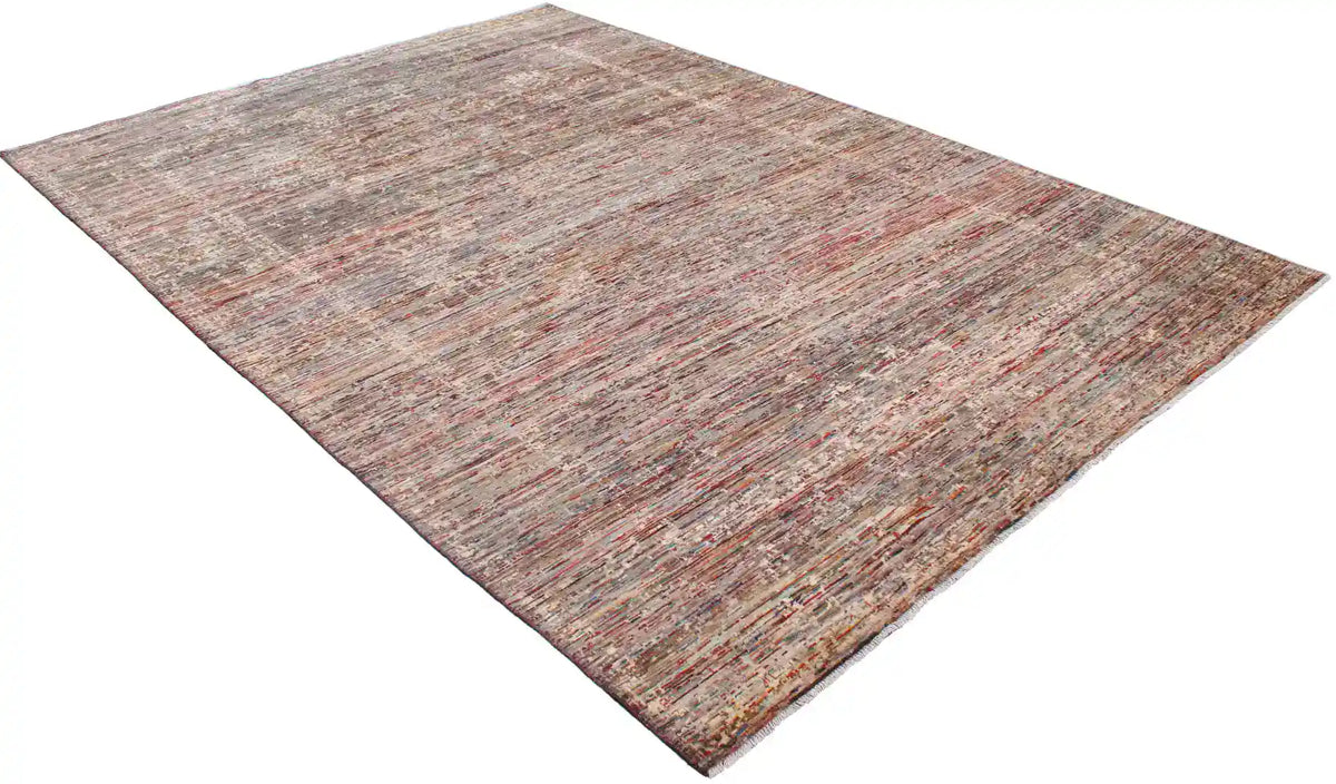 Dark Brown Berjasta Rug with Rust Lines, 364 × 254 cm, view 3.