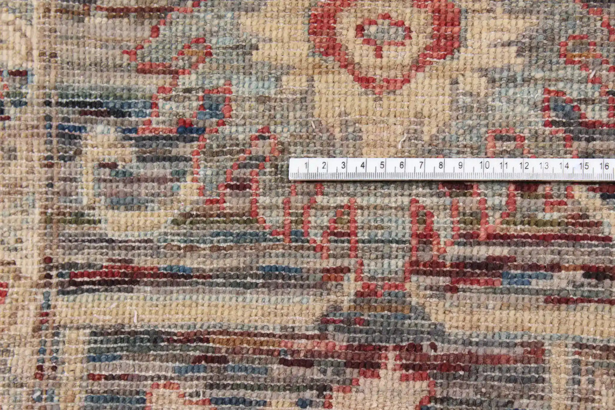 Brauner Orientteppich mit cremefarbenen Rosetten, 355 × 273 cm – Ansicht 4 des handgeknüpften Wollteppichs