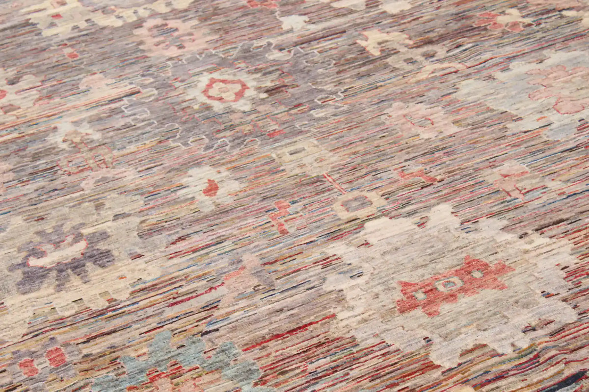 Brauner Orientteppich mit cremefarbenen Rosetten, 355 × 273 cm – Ansicht 5 des handgeknüpften Wollteppichs