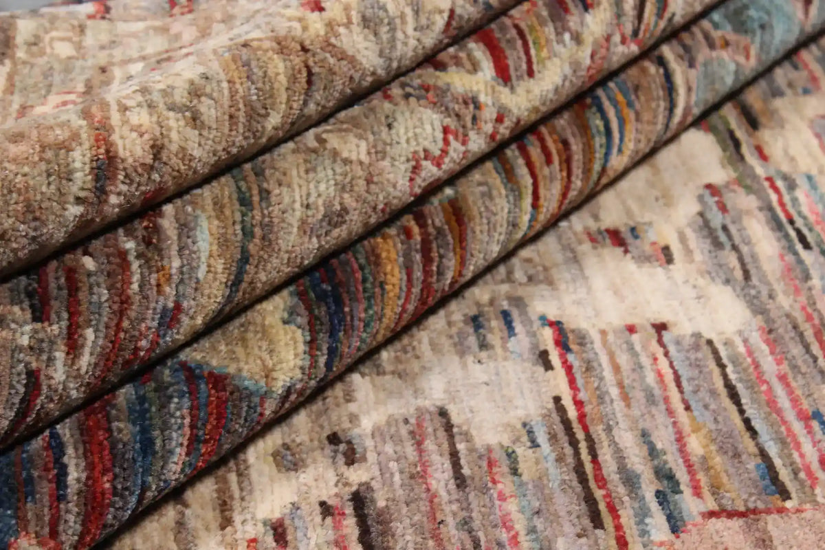 Brauner Orientteppich mit cremefarbenen Rosetten, 355 × 273 cm – Ansicht 7 des handgeknüpften Wollteppichs