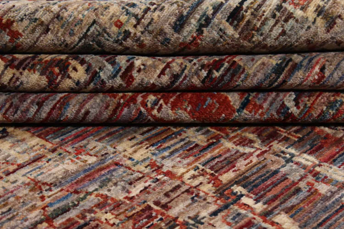 Brown Wool Rug with Abstract Vine Motifs, 296 × 245 cm, view 5.
