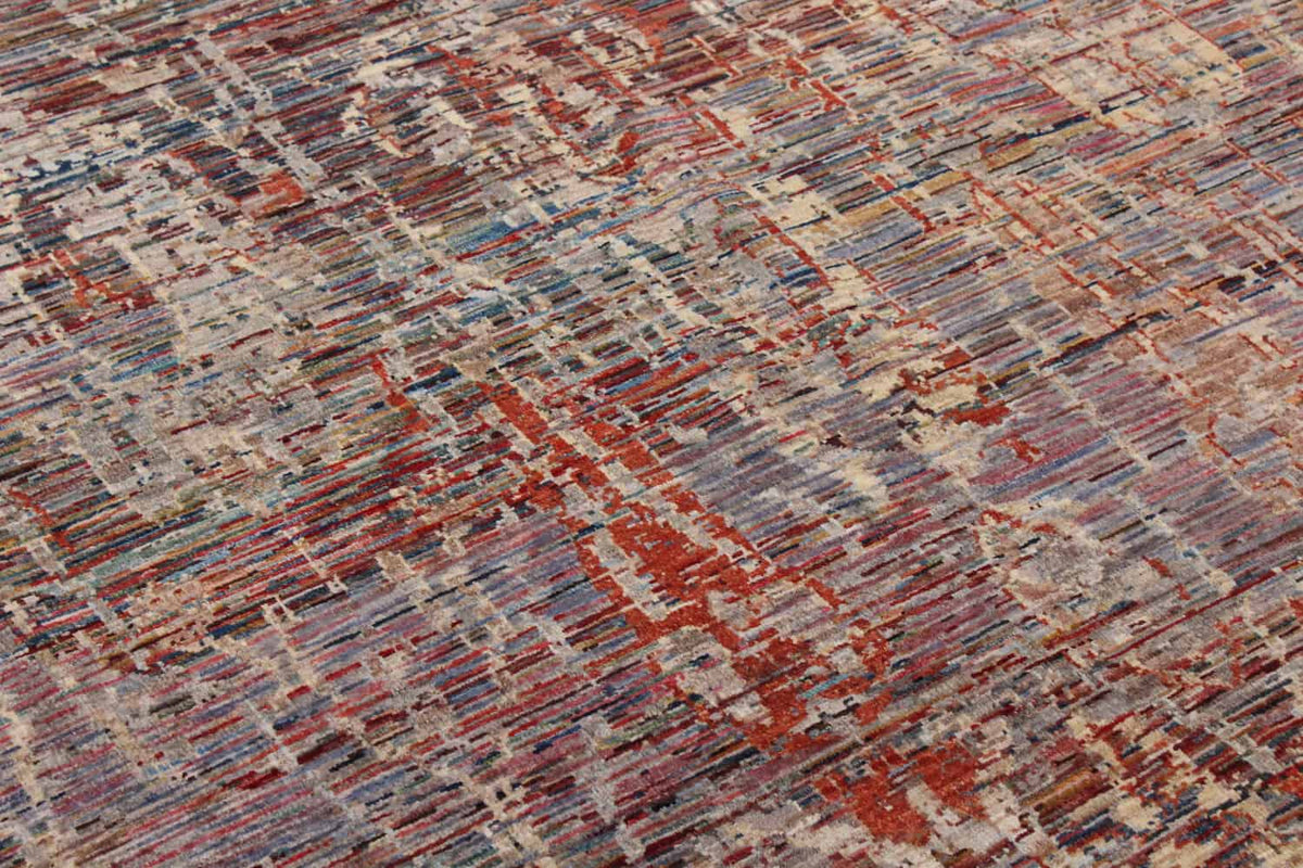 Brown Wool Rug with Abstract Vine Motifs, 296 × 245 cm, view 6.