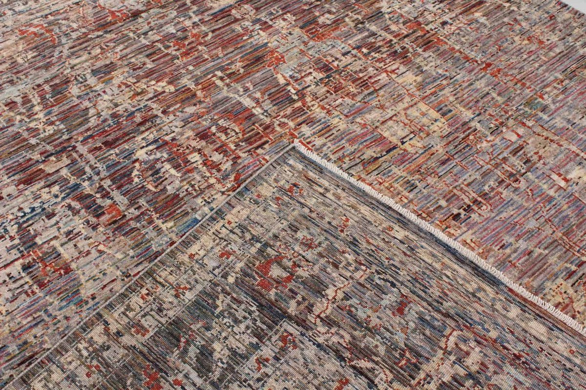 Brown Wool Rug with Abstract Vine Motifs, 296 × 245 cm, view 7.