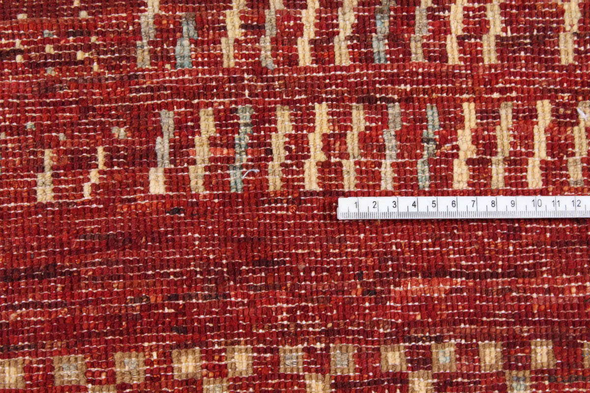 Roter Berjasta-Teppich mit hellen Querlinien, 416 × 316 cm – Ansicht 6 des handgeknüpften Wollteppichs
