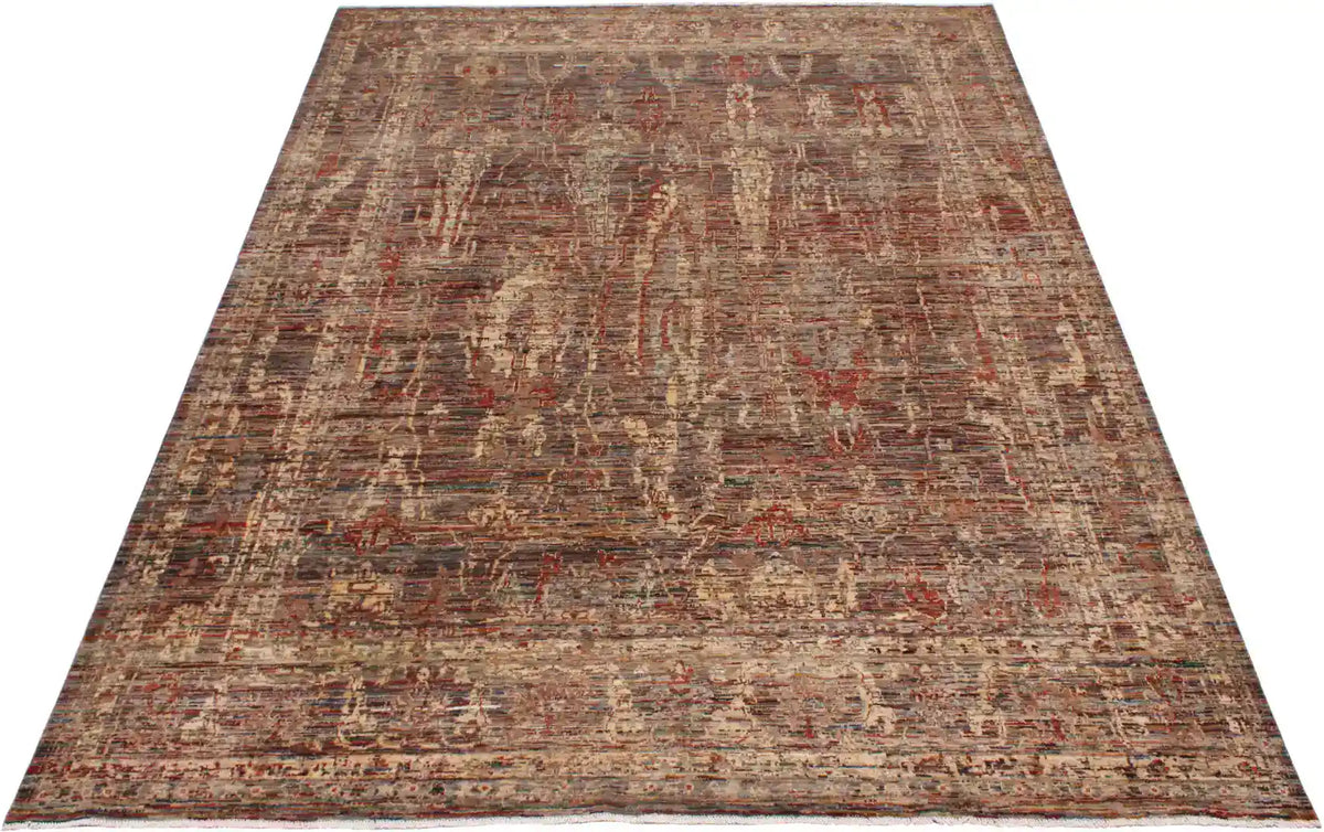 Rust & Cream Afghan Rug with Fine Vines, 360 × 275 cm, view 2.