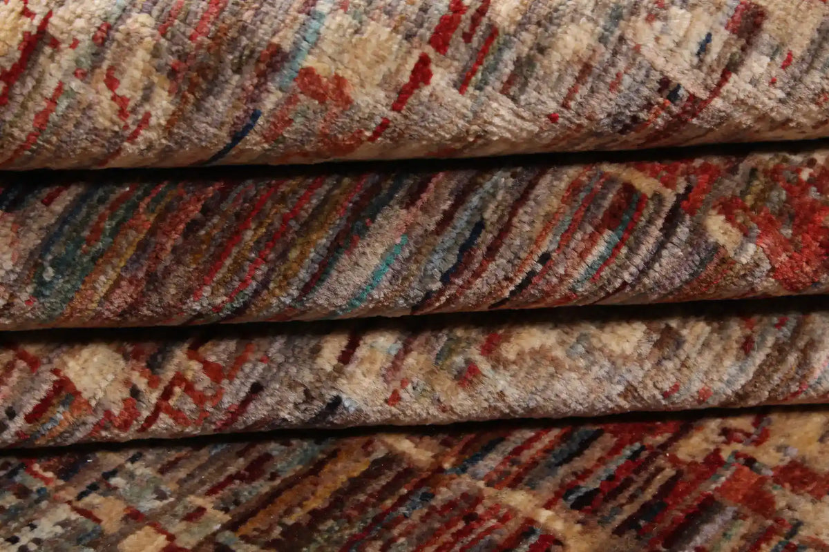 Rust & Cream Afghan Rug with Fine Vines, 360 × 275 cm, view 7.