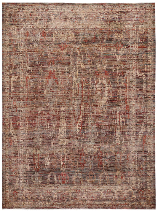 Orientteppich in Rost und Creme mit feinen Ranken, 360 × 275 cm – Gesamtansicht