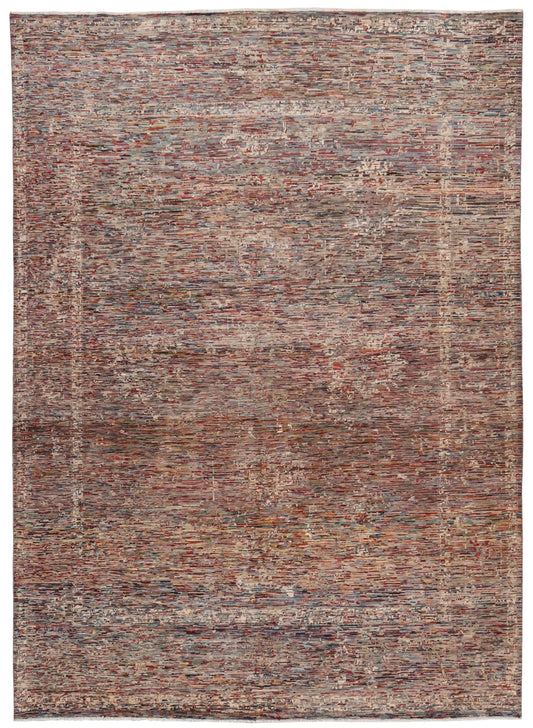 Brauner Berjasta-Teppich mit feiner Linienzeichnung, 360 × 252 cm – Gesamtansicht