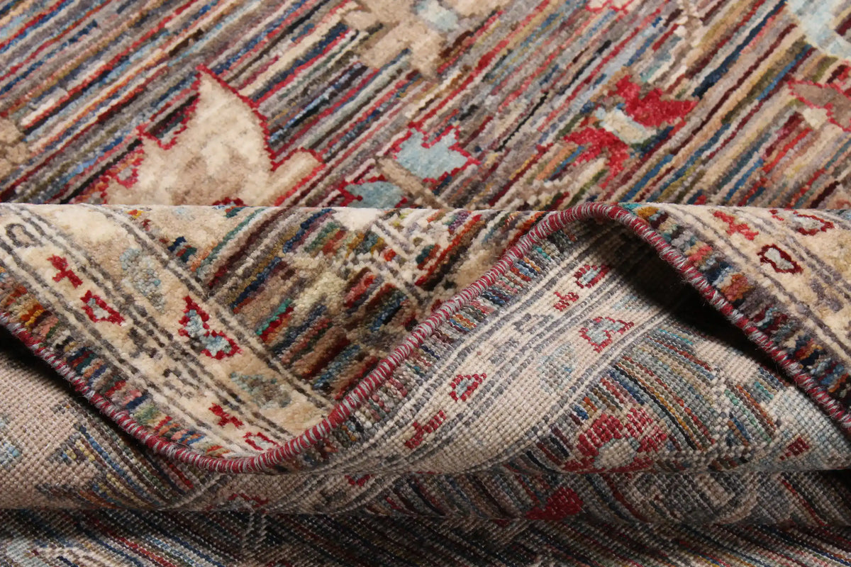 Brown Afghan Rug with Light Rosettes, 287 × 246 cm, view 8.