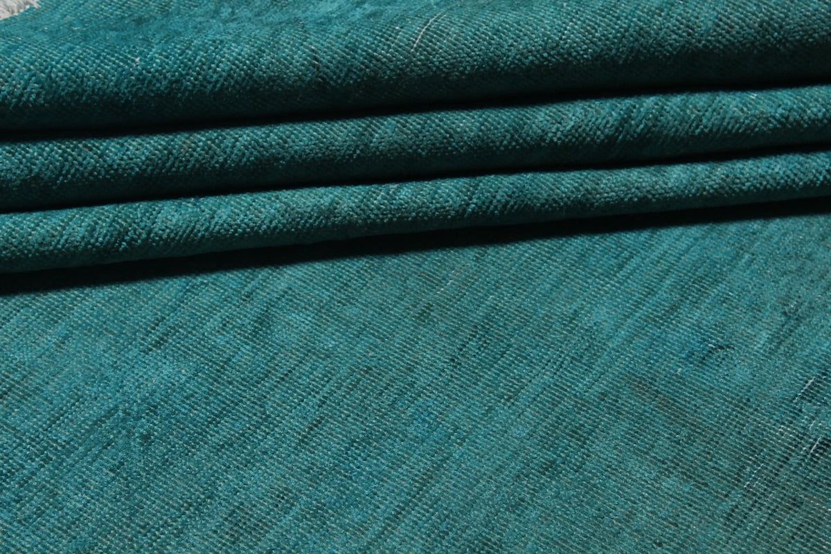 Turquoise Wool Rug with a Quiet Field, 412 × 297 cm, view 5.