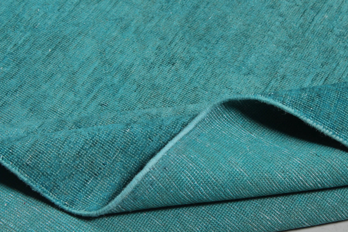 Turquoise Wool Rug with a Quiet Field, 412 × 297 cm, view 6.