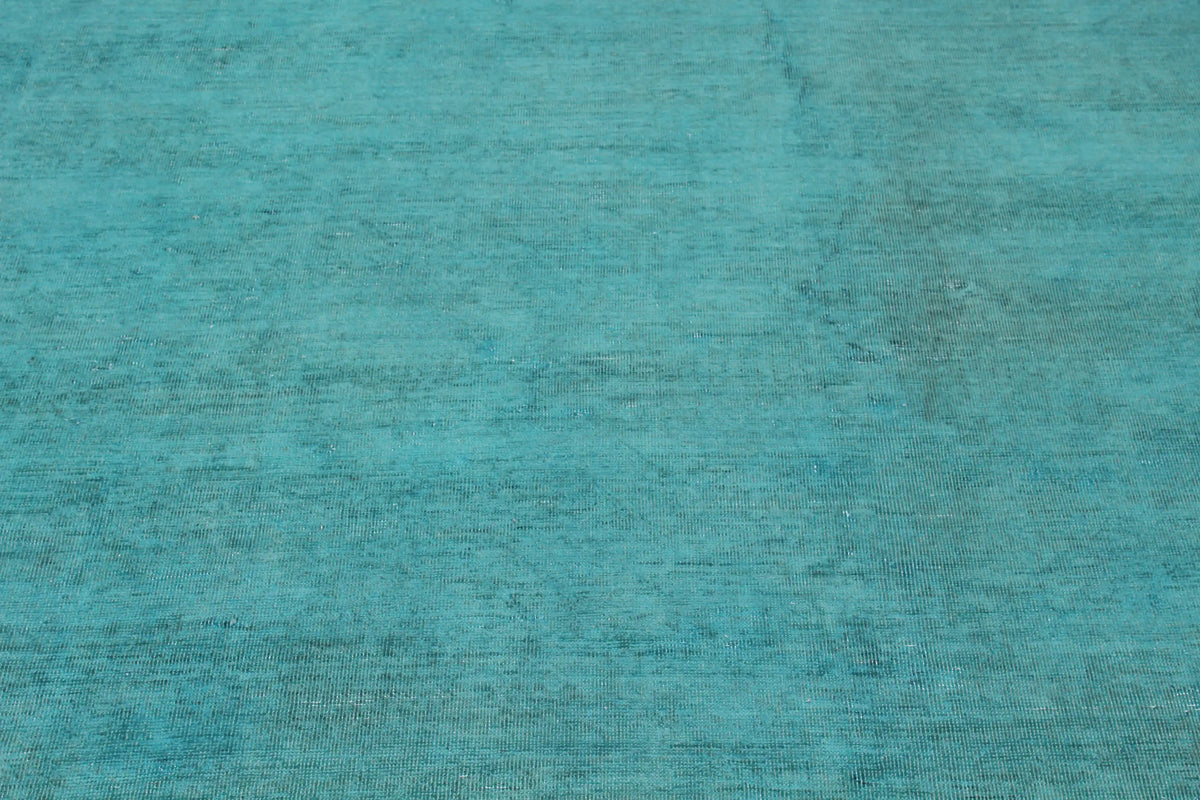 Turquoise Wool Rug with a Quiet Field, 412 × 297 cm, view 7.