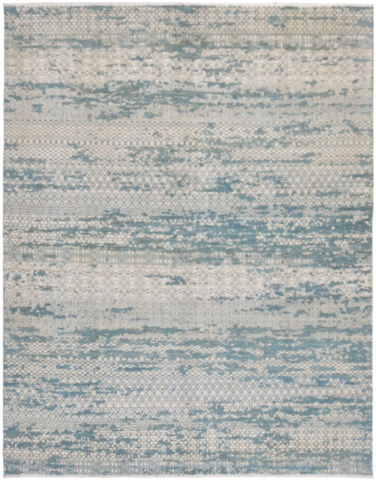 Türkiser Orientteppich mit heller Zeichnung, 311 × 243 cm – Gesamtansicht