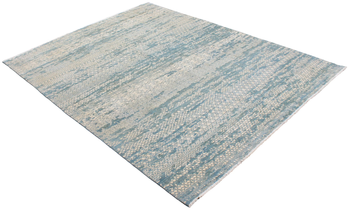 Turquoise Afghan Rug with Light Patterning, 311 × 243 cm, view 3.