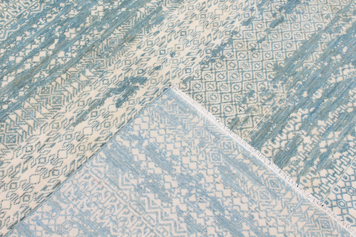 Turquoise Afghan Rug with Light Patterning, 311 × 243 cm, view 5.