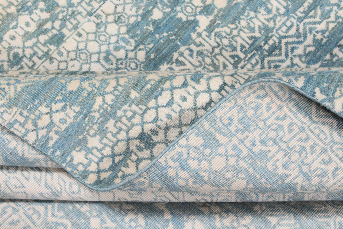 Turquoise Afghan Rug with Light Patterning, 311 × 243 cm, view 7.