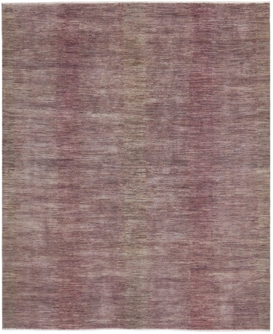Mauvefarbener Wollteppich mit Melierung, 286 × 235 cm – Gesamtansicht