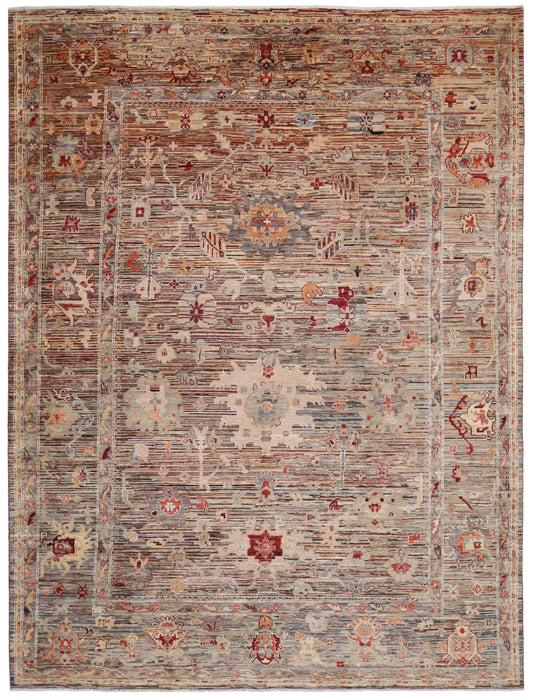 Orientteppich in Rost und Creme mit floralem Muster, 340 × 250 cm – Gesamtansicht