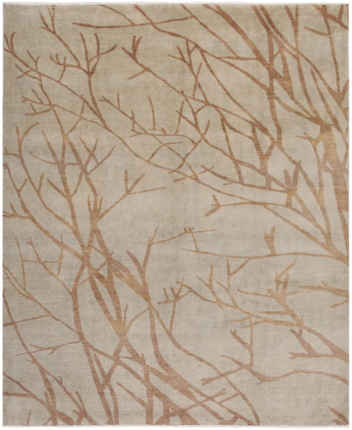 Beiger Gabbeh-Teppich mit Zweigmuster, 306 × 249 cm – Gesamtansicht