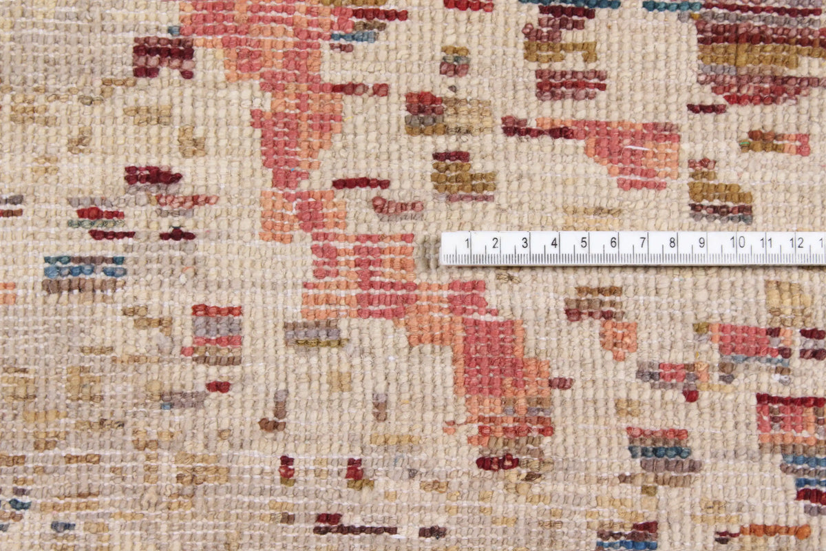 Modern Cream Afghan Rug with Red Accents, 393 × 302 cm, view 5.