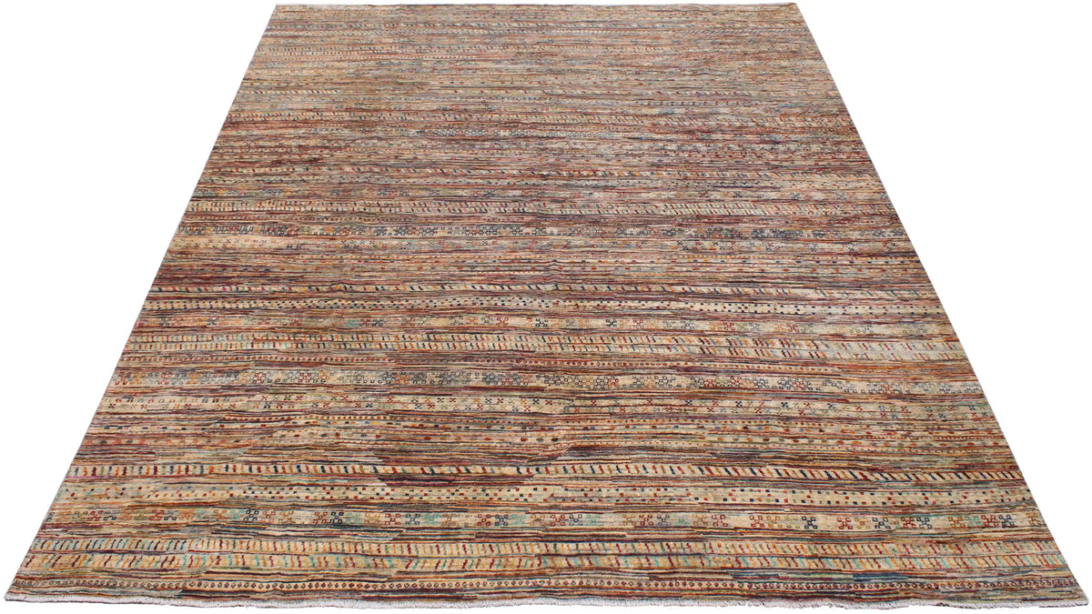 Berjasta Rug with Fine Multicolor Rows, 391 × 303 cm, view 2.
