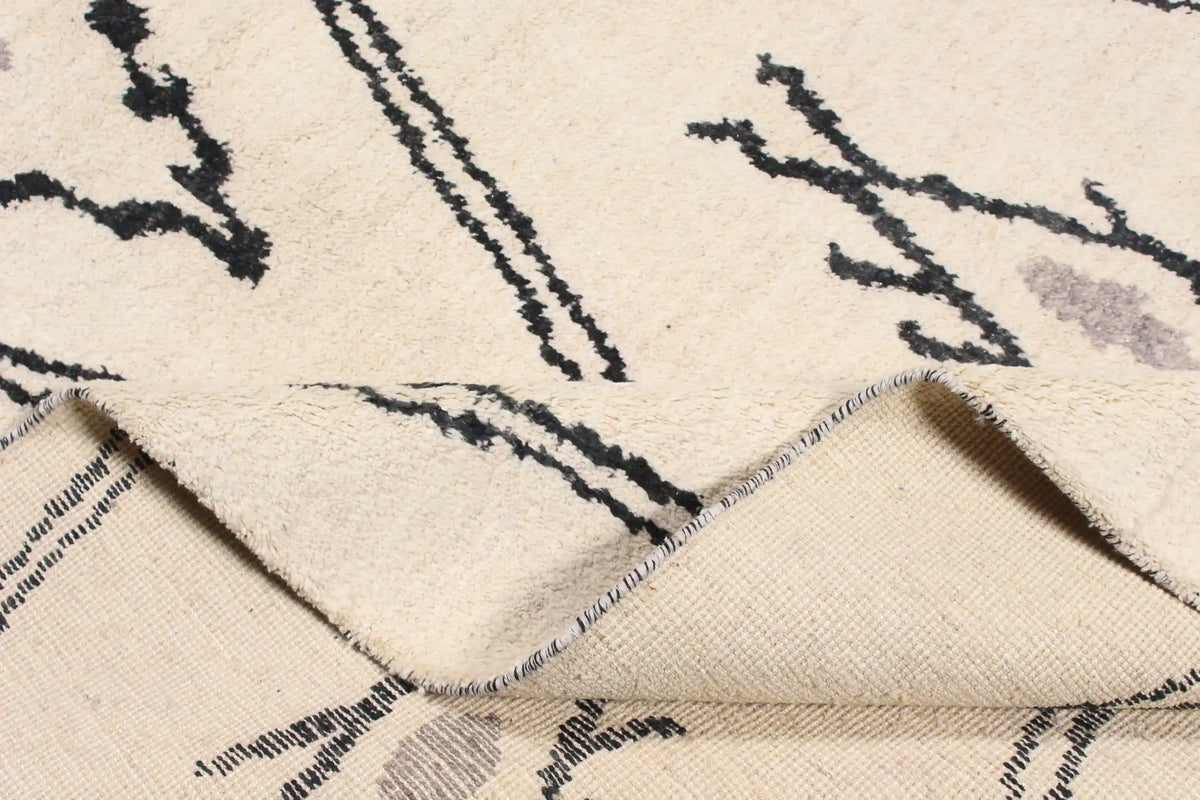 Cream Afghan Rug with Black Diamonds, 420 × 304 cm, view 7.